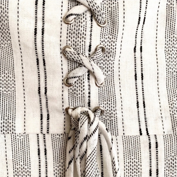 Lulu's Stripped Lace-Up Crop Top - Picture 4 of 6